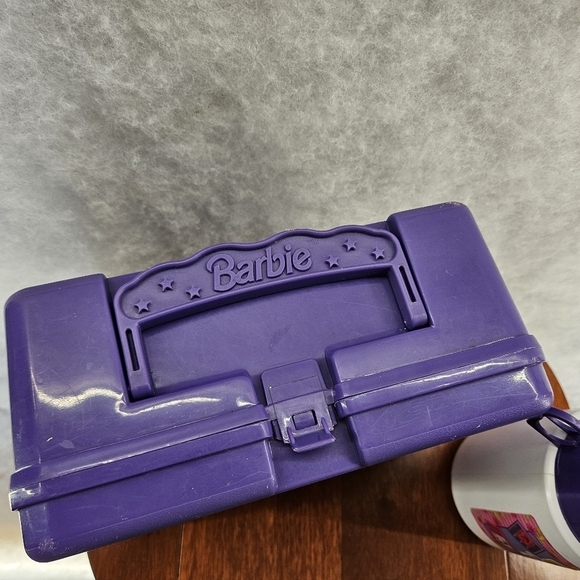 Vintage 1997 Barbie Plastic Lunch box With Thermos Purple - Picture 2 of 11